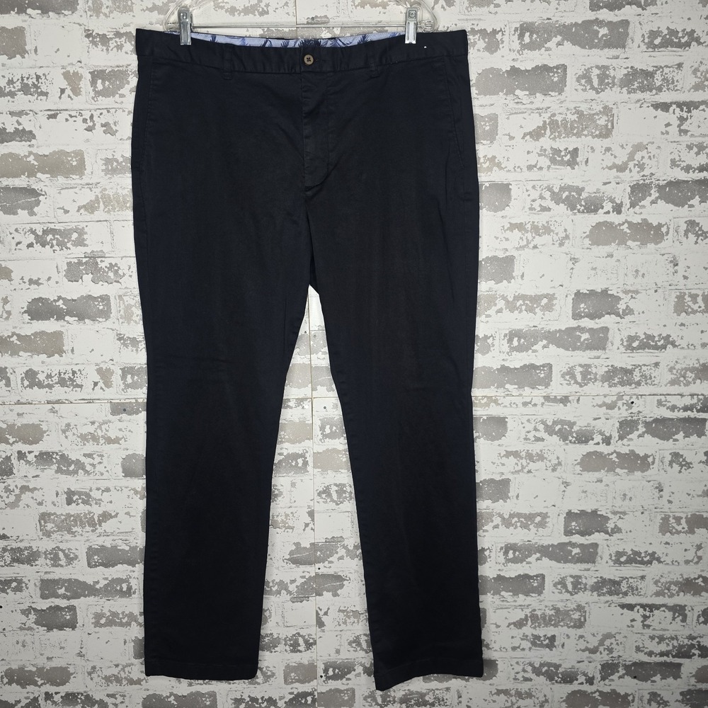 Tommy Bahama Pants Mens 40x32 Black Chino Straight Leg Flat Front Cotton Stretch
